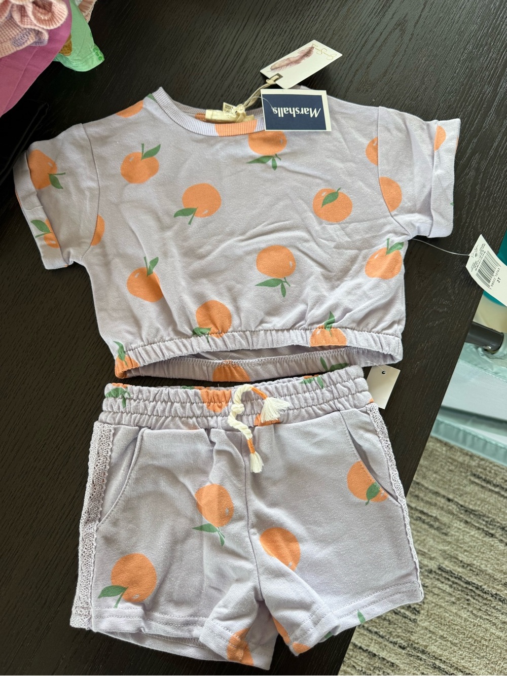 Jessica Simpson Lavender Orange Print Kids Matching Set NWT